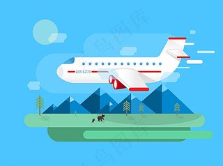 飞机出差旅游矢量素材图片
