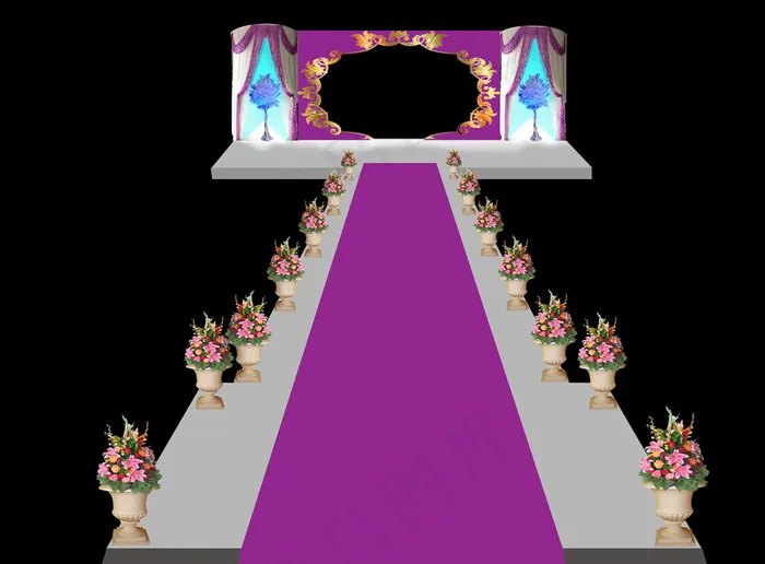 紫色婚礼舞台效果图(11339X10487(DPI:72))psd模版下载