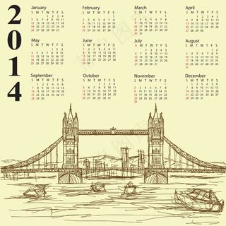塔桥2014年份的日历