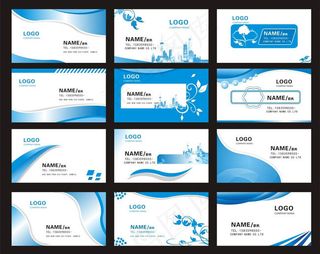 蓝色花纹名片卡片设计矢量素材