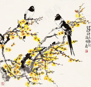 腊梅喜鹊图片