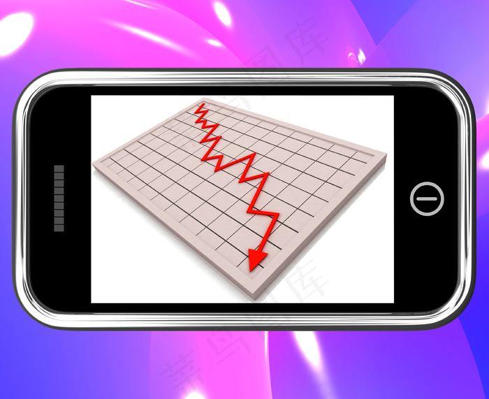 箭落在智能手机显示金融危机