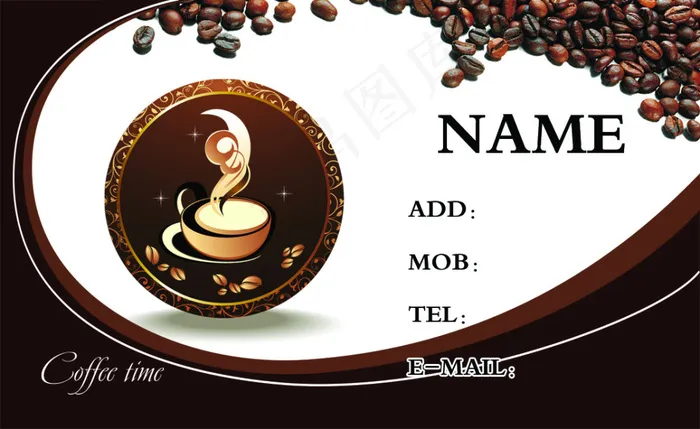 咖啡创意名片(1098X673(DPI:300))psd模版下载