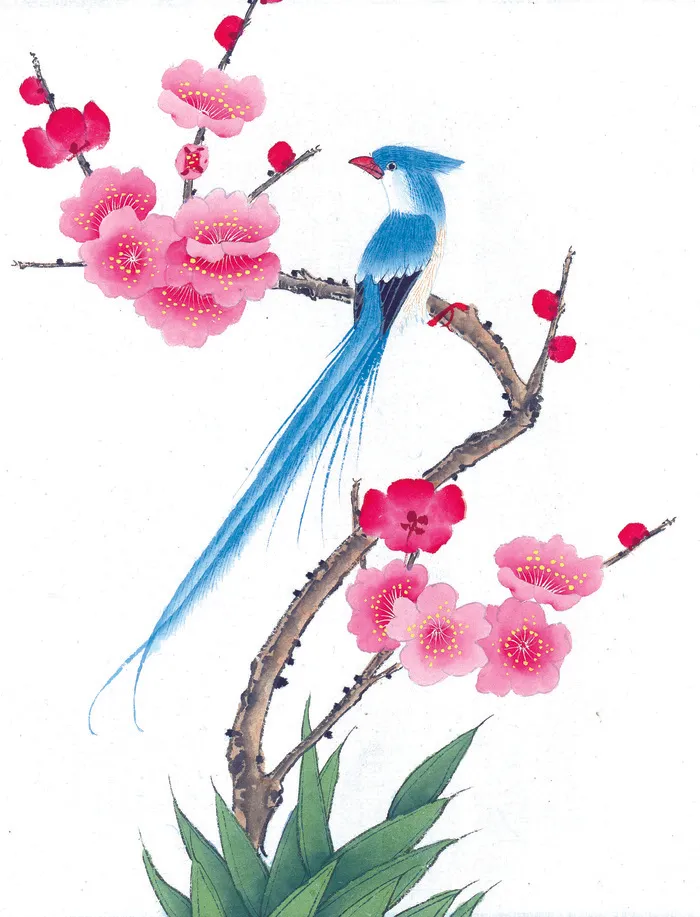 花卉树枝与动物图片