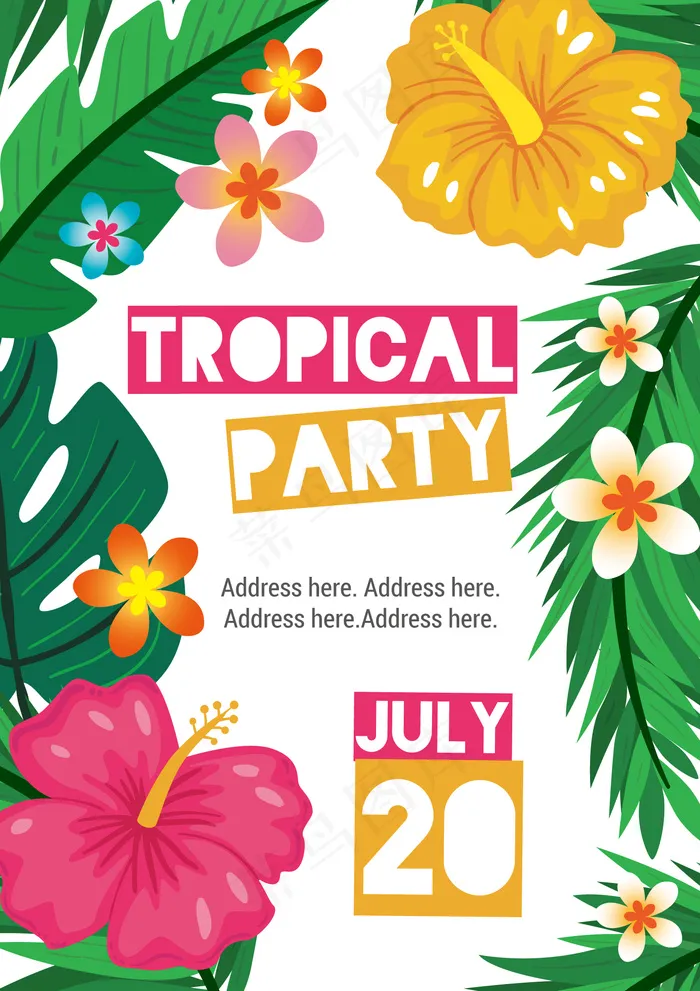 彩色森系花草树叶花卉花环展板设计素...eps,ai矢量模版下载