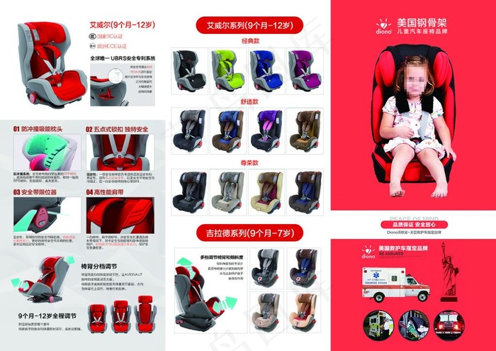 儿童安全座椅三折页-正psd