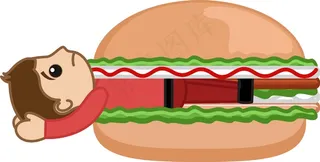 卡通人困在汉堡填充