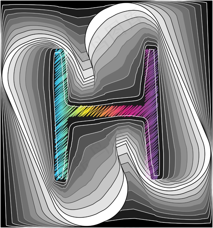 摘要字体矢量插画eps,ai矢量模版下载
