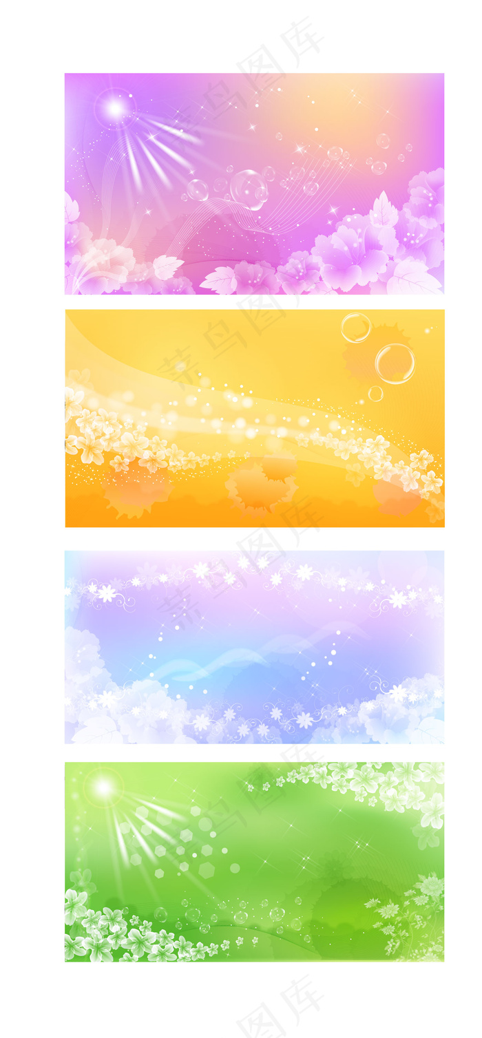 花朵泡泡飞舞背景矢量图 AI