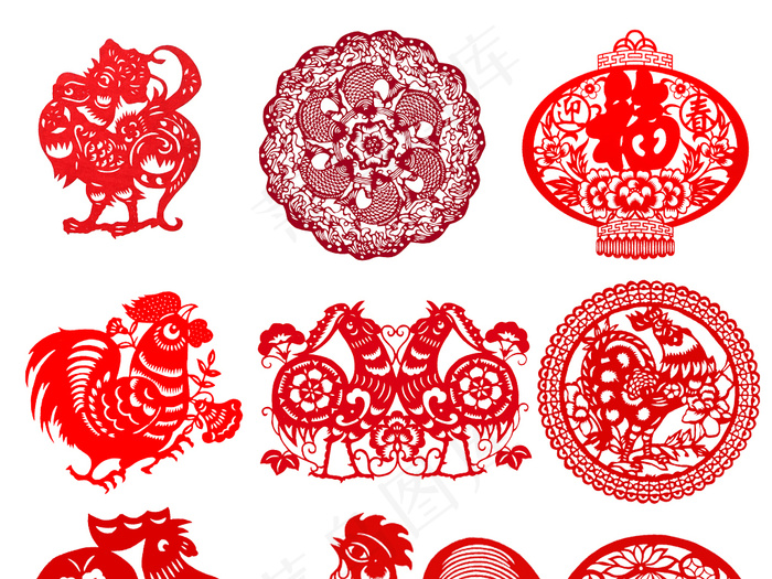 2017年鸡年节日中秋新年中国风剪...