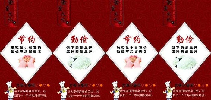 勤俭节约食堂文化图片psd模版下载