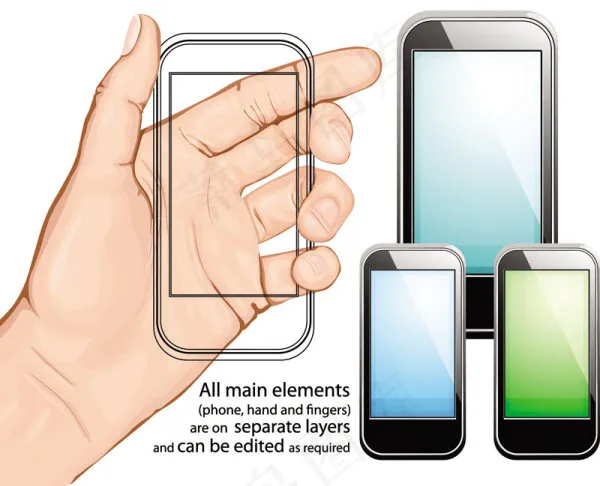 触屏智能手机—矢量素材