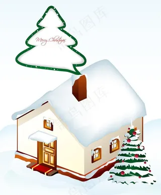 圣诞节 圣诞树 房屋图片