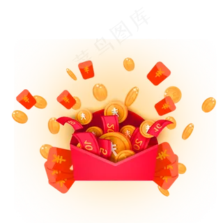 红包金币飞溅装饰图案