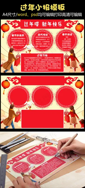 2018过年春节小报电子小报模板