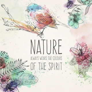 小清新手绘水彩花朵花环海报模板矢量...