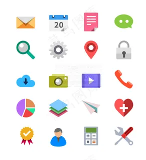 可爱扁平图标PSD分层素材