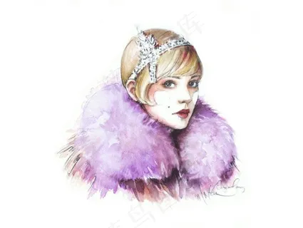 紫色毛绒围巾设计图