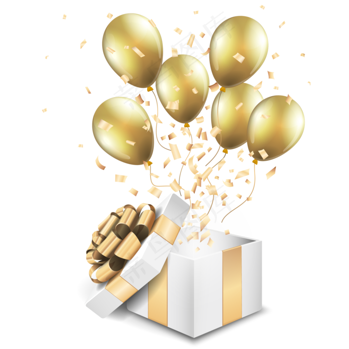 金色气球和礼盒矢量插画