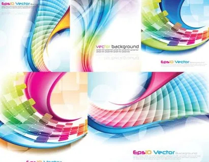 幻彩格子动感线条矢量素材