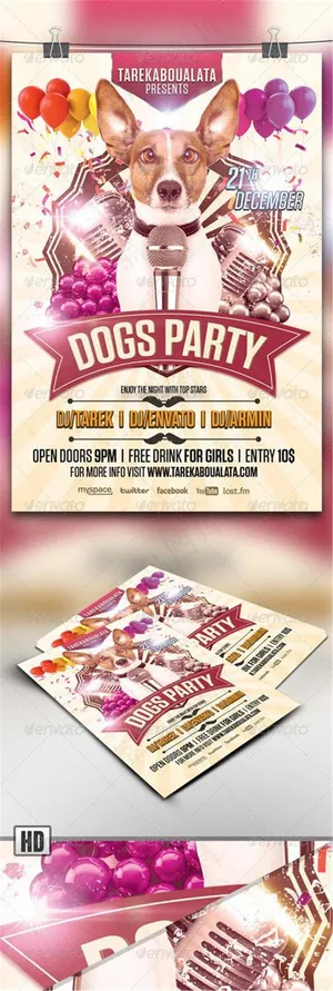Dogs Party酒吧平面素材创意海报