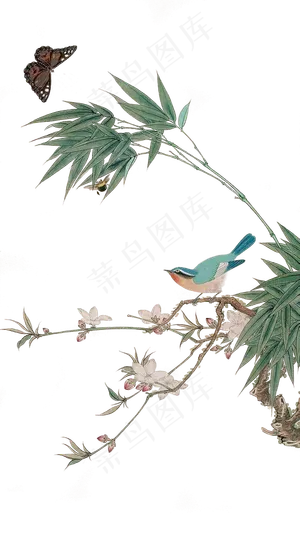 粉色樱花桃花梅花水墨花工笔花PNG...