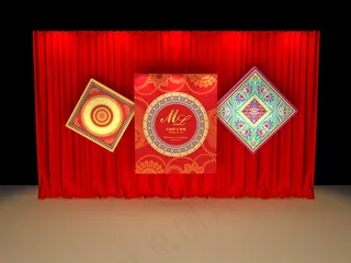 红色名族风婚礼（源文件为物料的平面...