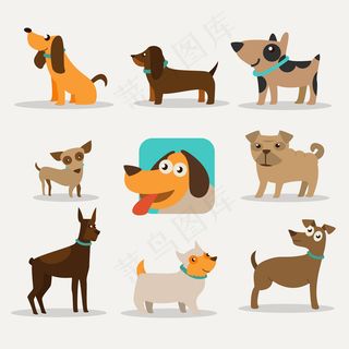 2018节日素材各种卡通小狗矢量素...