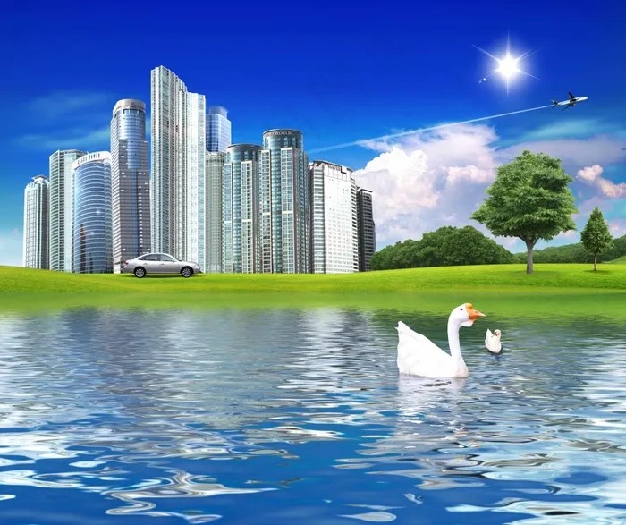 房地产建筑背景图(4536X3801(DPI:300))psd模版下载