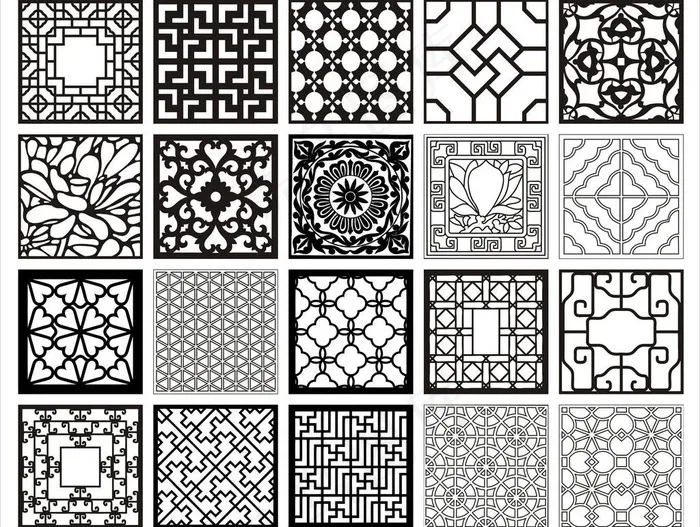 家装镂空花纹移门图案cdr矢量模版下载