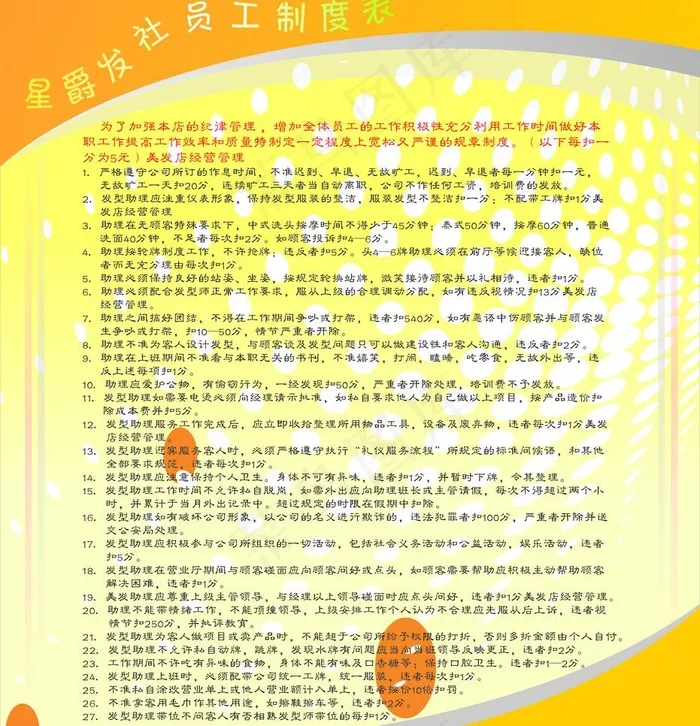 理发店员工规章制度图片cdr矢量模版下载