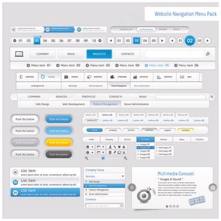 网页实用蓝色风格UI按钮矢量图
