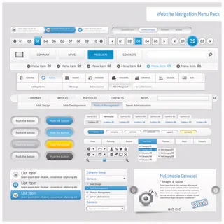 网页实用蓝色风格UI按钮矢量图