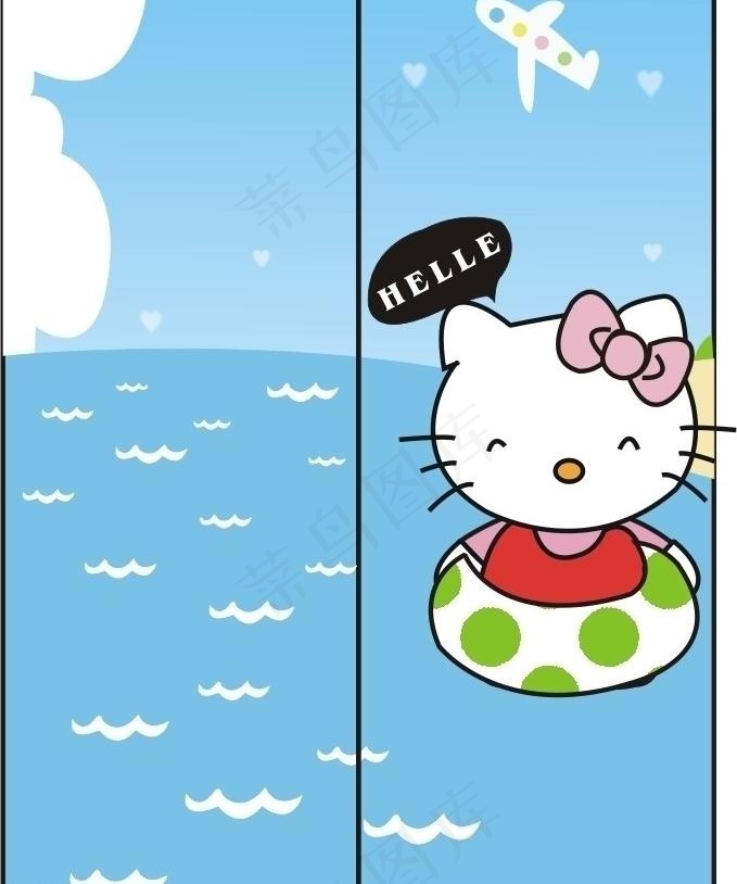 漂亮的HELLO KITTY 游泳...cdr矢量模版下载