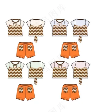 童装T恤设计可爱老虎卡通图案