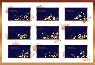 精美装饰花纹名片卡片设计矢量素材