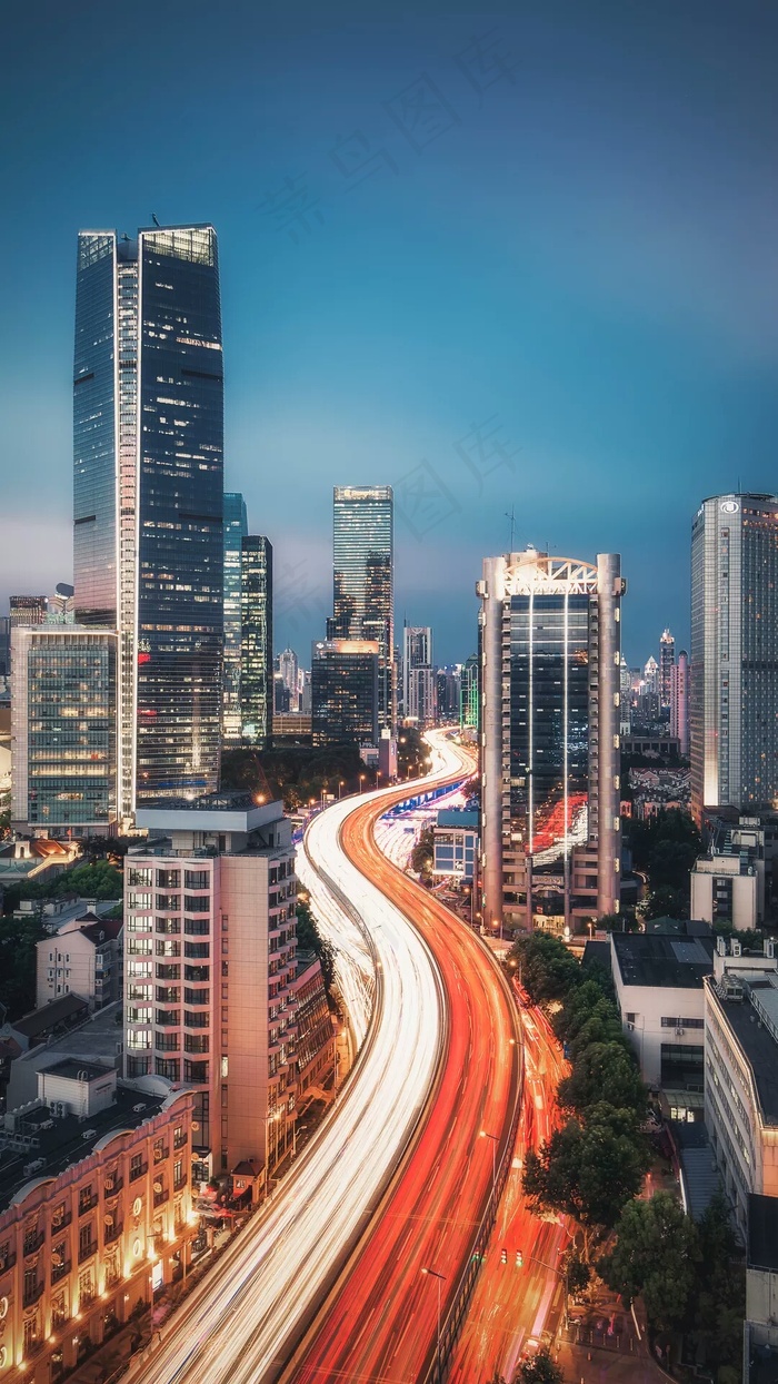 延时拍摄城市夜景高清摄影图片