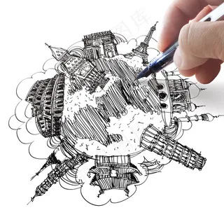 手绘的梦想环游世界