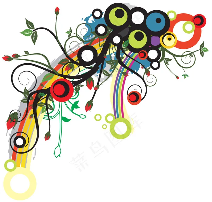 花的颜色潮流图案矢量插画eps,ai矢量模版下载