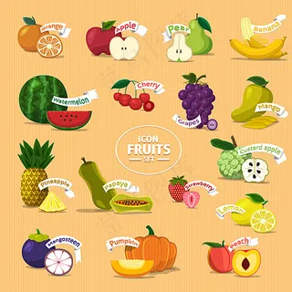 16款美味水果图标矢量素材图片