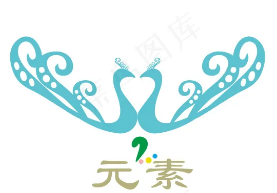 对称孔雀花纹cdr矢量模版下载