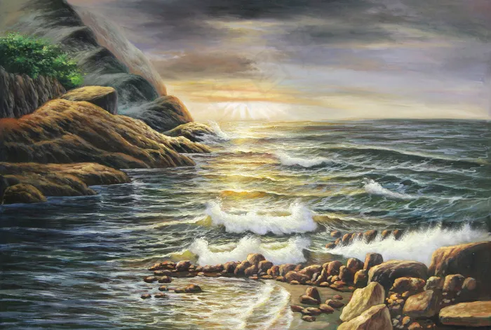 大海油画图片