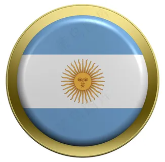 阿根廷国旗上的圆形按钮白色隔离