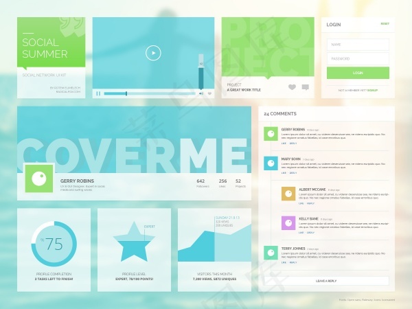 清新透明网页模板界面UI