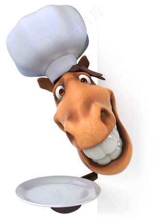 拿着盘子的卡通毛驴图片
