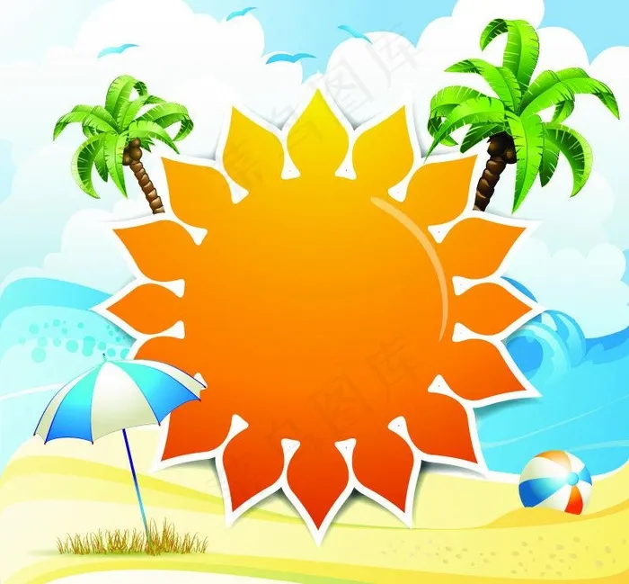 夏日旅游素材图片ai矢量模版下载