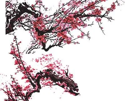 两款国画梅花矢量素材ai矢量模版下载