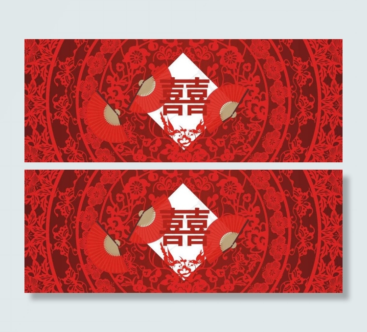 红色喜庆婚礼背景cdr矢量模版下载