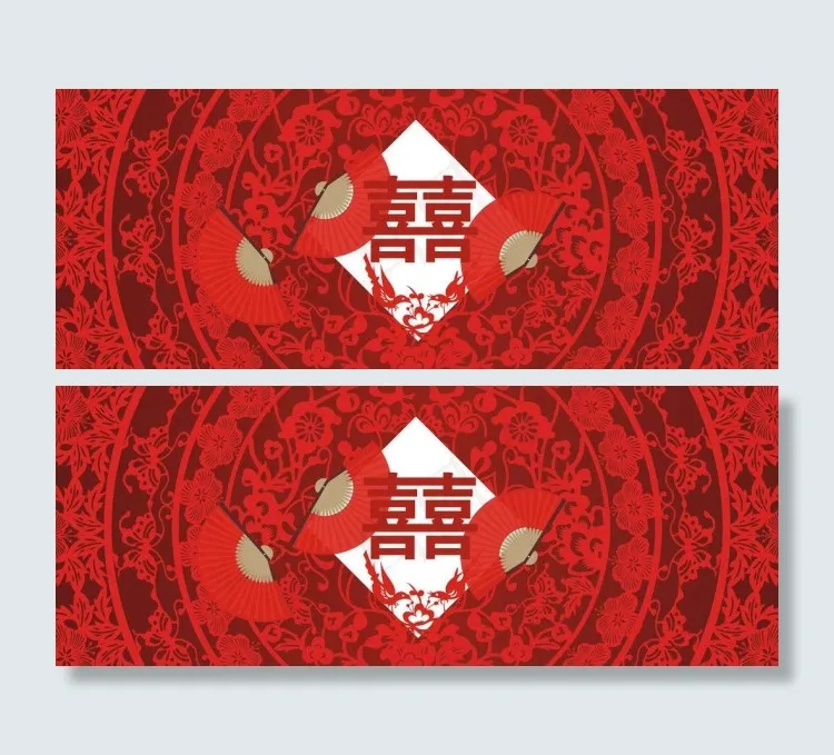 红色喜庆婚礼背景cdr矢量模版下载