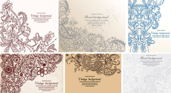 潮流手绘花纹矢量素材